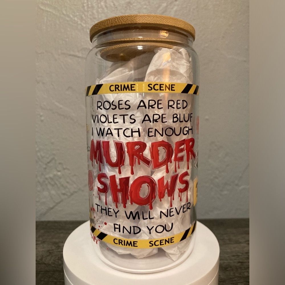 Murder Shows Graphic Hand Crafted Glass Tumbler